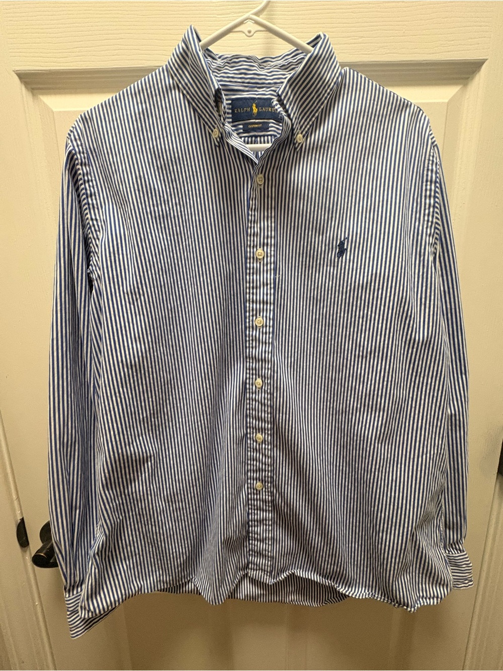Ralph Lauren Blue and White Striped Button-Down Shirt